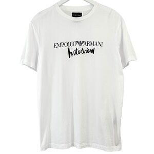Emporio Armani x Interview Magazine Limited Edition White Logo T-Shirt sz M